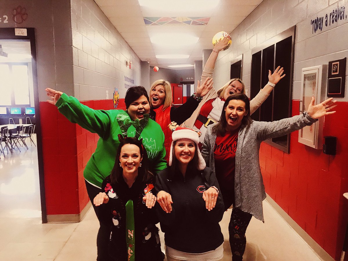 MissHolt95's tweet photo. I don’t know who had more fun on Wacky Christmas Wednesday, the students or us?! 🎅🏼🎄 #SpiritWeek #GoHounds #PrideandTradition https://t.co/coyVrr6ohe