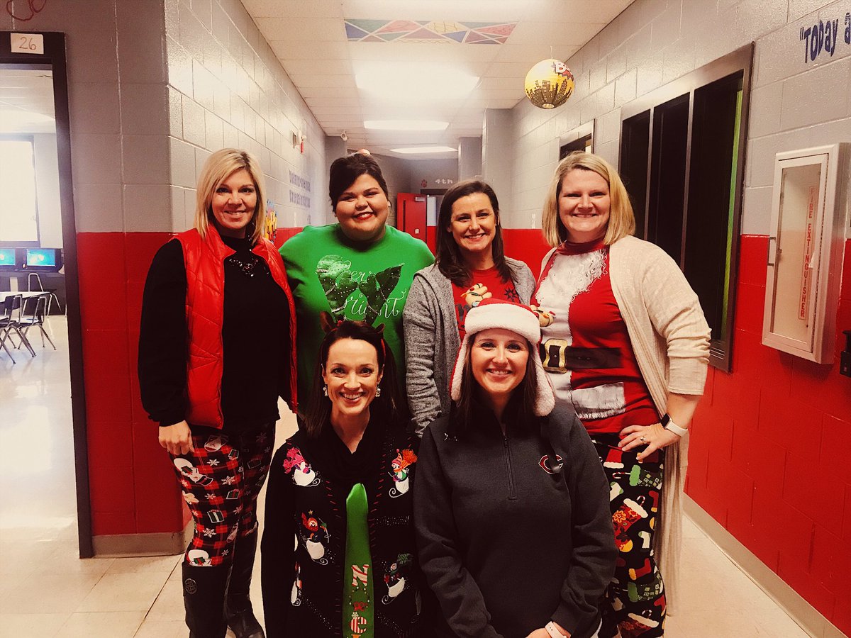 MissHolt95's tweet photo. I don’t know who had more fun on Wacky Christmas Wednesday, the students or us?! 🎅🏼🎄 #SpiritWeek #GoHounds #PrideandTradition https://t.co/coyVrr6ohe