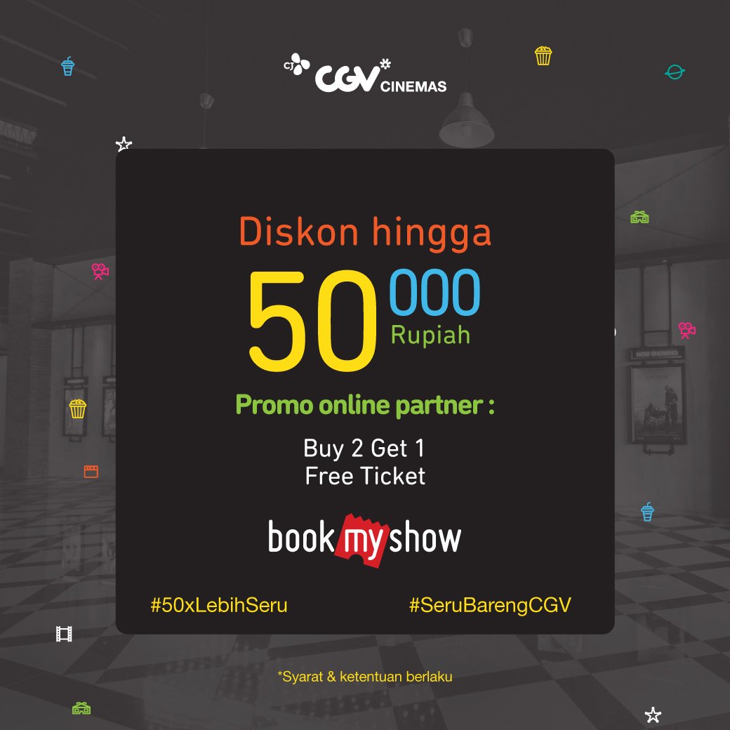 CGV_ID's tweet photo. Yay! Hari ini CGV fX resmi dibuka dan menjadi bioskop CGV yang ke-50 di Indonesia. Untuk merayakannya, CGV punya banyak promo buat kamu penonton setia CGV. Langsung aja cek infonya di 👉🏻 https://t.co/rmbC7LyC37

#50xLebihSeru #SeruBarengCGV  #InfoPromo #CGVFX #CGVCinemas https://t.co/FdQn9jRyDg