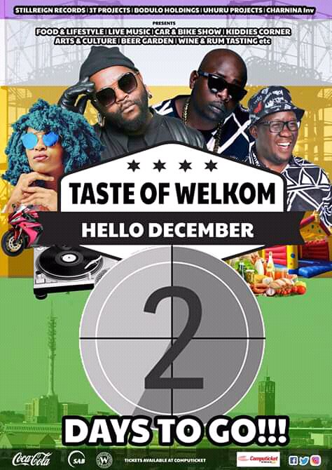 TASTEofWELKOM's tweet image. Whose ready? Got 2 days to go. #TasteOfWelkom #01December #GriffonsRugbyStadium @MoonSanelly @Sjava_ATM @djmaphorisa @molemi2