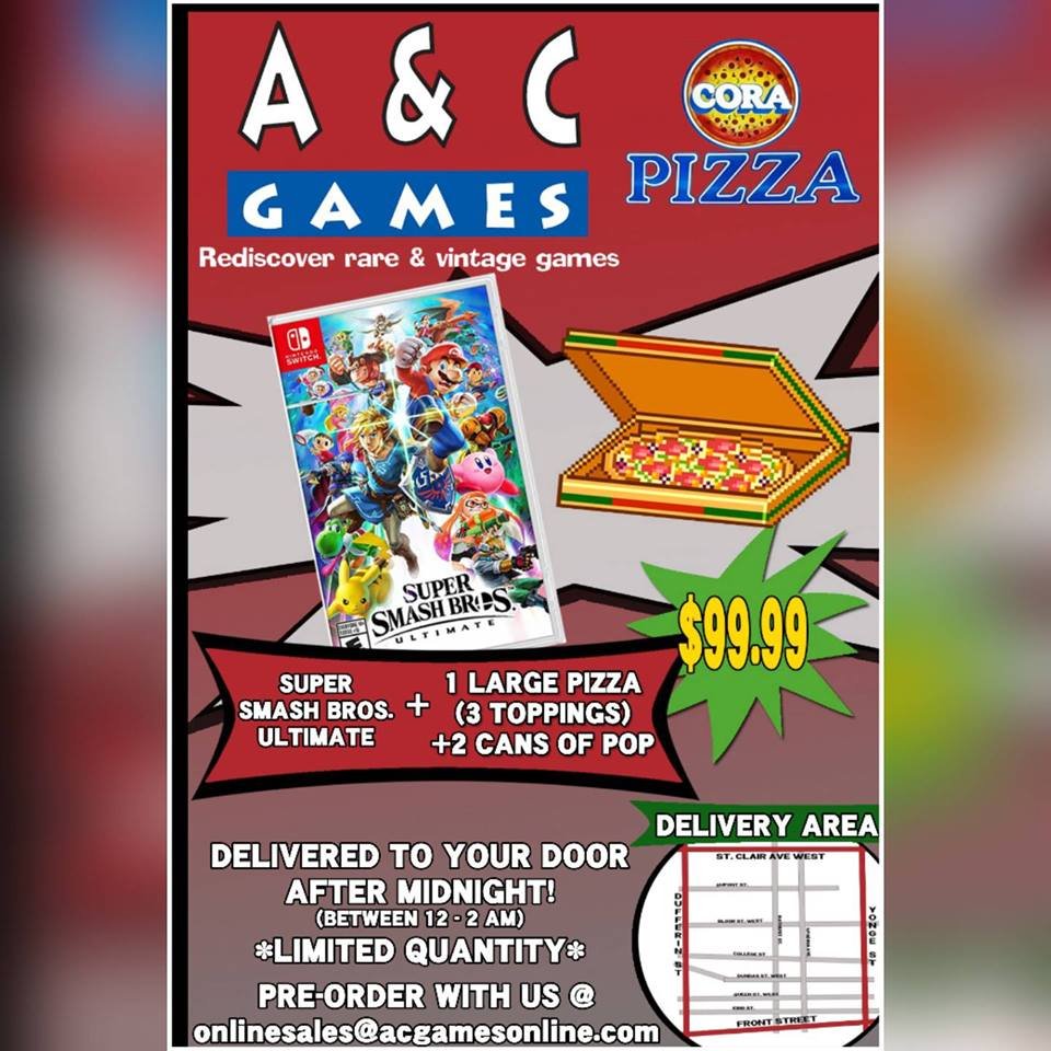 threezy's tweet image. Look at this.
I can't get Smash at midnight from a fucking GAMING STORE.

BUT THERES PIZZA PLACES SELLING IT? 
WITH DELIVERY.
HELLO?