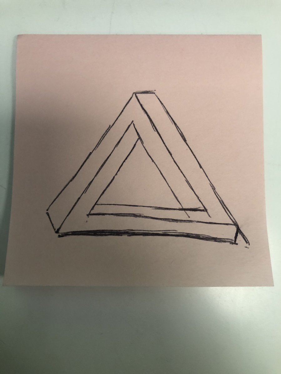 MrMorgan2020's tweet photo. @ds106dc This triangle demonstrates how paradoxes don't make much sense but give the brain a physical, mathematical, and/or philosophical puzzle. In another way of saying it, paradoxes don't only defy the laws of thinking, they can also break the laws of physics. #diglitclass #dc29 https://t.co/QTikGlAYvE