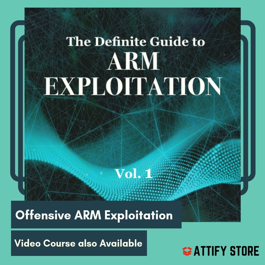 attifyme's tweet image. Hello Avid Readers 📖 We launched a PDF version of Definite Guide to #ARM #Exploitation Book.
Video Course soon to be Launched. Stay Tuned!!
Grab the book here, ow.ly/1tfQ30mN2sE 
#ARMexploitation #ROP #Shellcoding #ihackiot #hackinggear #book #Attify