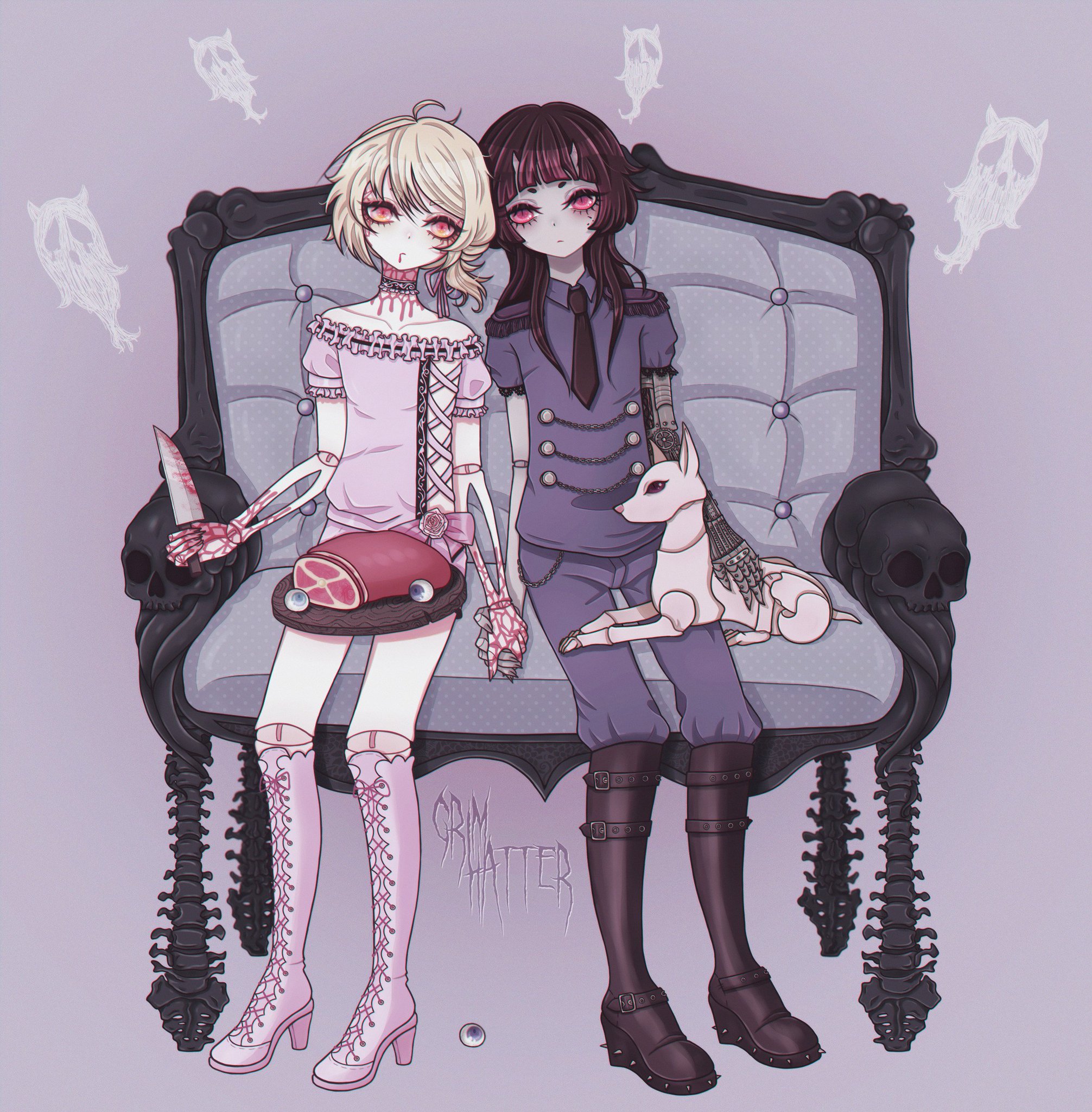 on X Ercha and Haku as dolls They can be bought only together otherwise they will be lonely and will stab you at night. art OC originalcharacter creepycute illustration manga