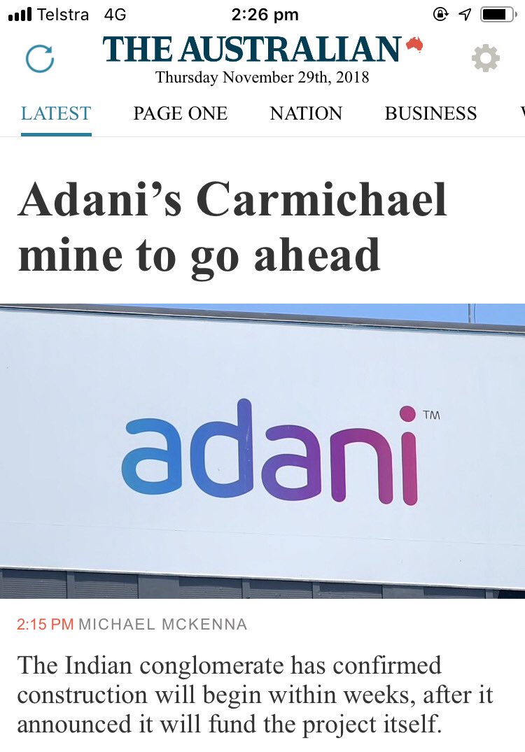 Adani has announced they will self fund their $2b Carmichael mine! @AdaniAustralia <a href="/VisitMackay/">Mackay Region, QLD</a> <a href="/MackayAirport/">Mackay Airport</a> <a href="/WilliamsonGR/">Mayor_GregWilliamson</a>