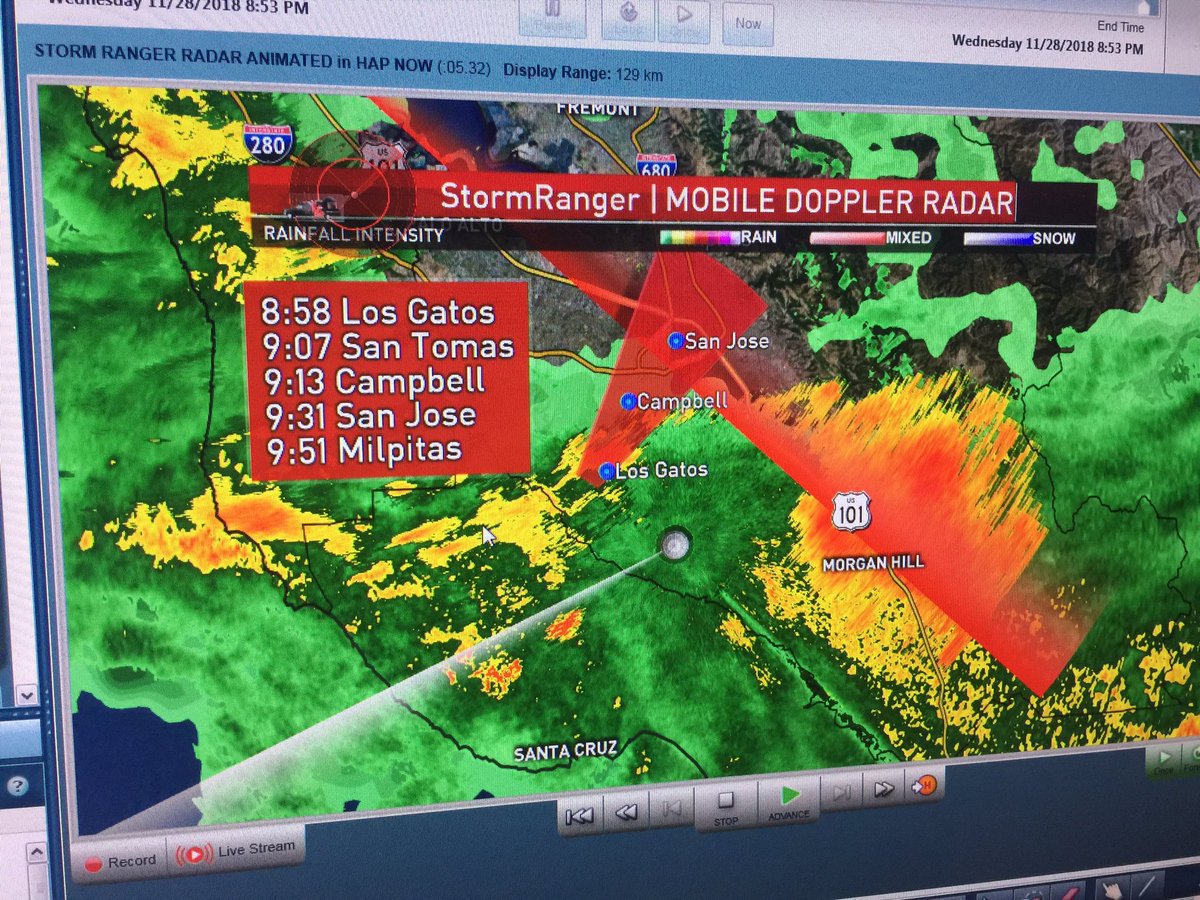 JeffRanieri's tweet image. #StormRanger shows #rain picking up over Santa Cruz Mountains and moving towards #SanJose next 45min.  LIVE updates @nbcbayarea and full coverage at 11PM on how wet for the morning commute.