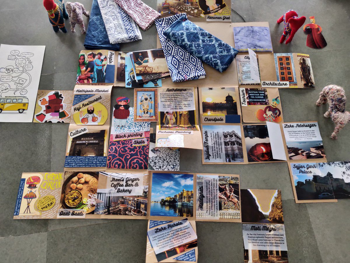 The students of Graphic Design Department  visited Udaipur on 16th November for 4 days, engaged with different communities of Kathputali making, Pichwai painting and block printing. Students showcased their work at MITID from different workshops attended at Udaipur.