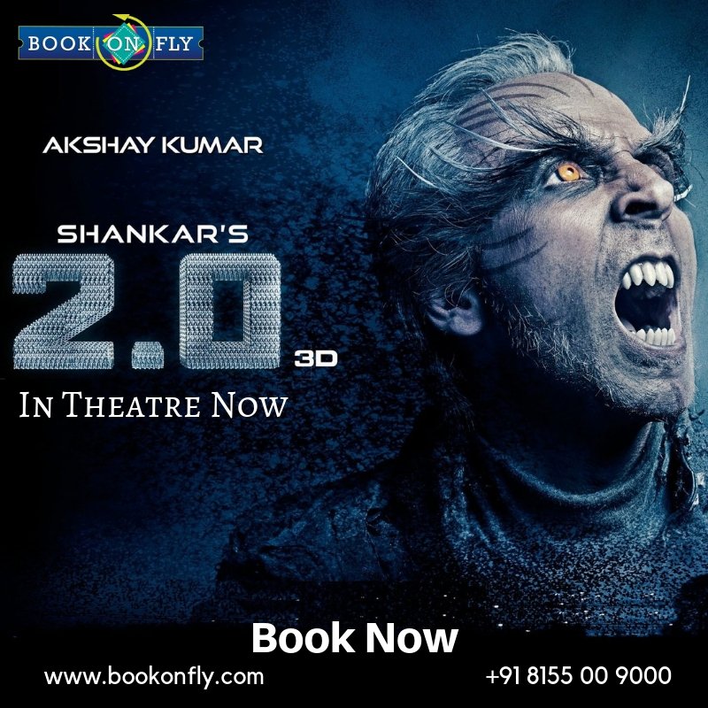 Bookonfly's tweet photo. The most awaited superstar @rajinikanth and @akshaykumar starrer @2Point0movie in cinemas now.
Book your Ticket Now: https://t.co/8HjGD4Zr0X

#Bookonfly #2Point0 #2Point0Release #2Point0FDFS #2Point0Fromtoday | #AmyJackson | @shankarshanmugh | @LycaProductions | @DharmaMovies https://t.co/05ROAYG4SH