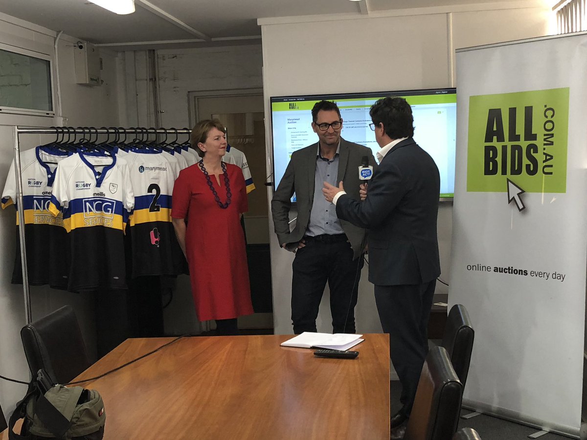 Kookaburra Jersey auction is LIVE! @marymeadactnsw CEO Camilla Rowland and @allbids.com.au CEO Rob Evans kicked off proceedings this afternoon with Tim Gavel from @the_riotact . 
100% of the money raised will be donated to Marymead! Visit allbids.com.au/c/charity-comm… to bid!