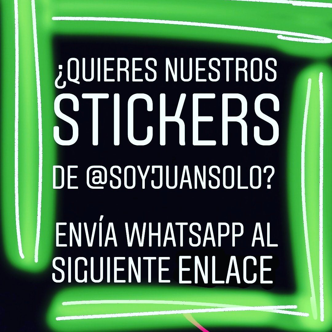 Solo envía un mensaje y listo! Te compartiremos los stickers de @soyjuansolo que tenemos hasta el momento. RT
https://chat.whatsapp.com/JVWGoHrziVXEYyjlIkZXwm …