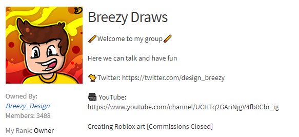 Breezy Design On Twitter I Think My Group Just Got Botted - roblox commissions group art