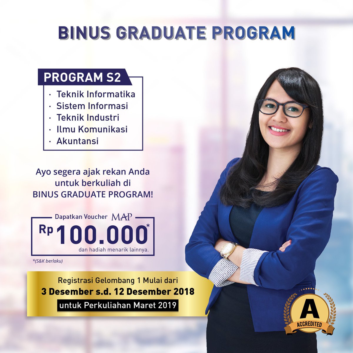 Master of Communication, yang terdapat di BINUS Graduate Program memiliki salah satu tujuan Membekali siswa dengan pengetahuan dan pengalaman penelitian internasional untuk memberikan solusi dalam kehidupan sosial masyarakat.

Info kunjungi web: graduate.binus.ac.id