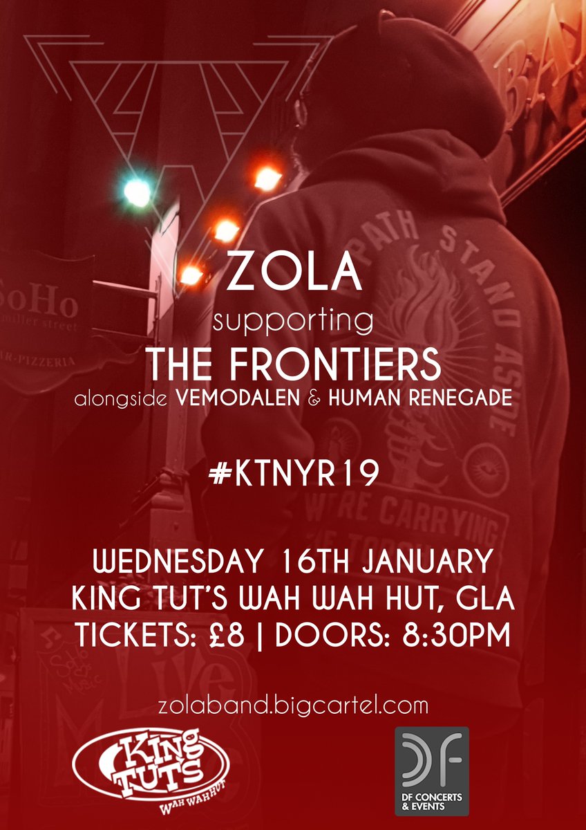 we play <a href="/kingtuts/">King Tut's Wah Wah Hut</a> supporting <a href="/frontiers_the/">The Frontiers</a> on Wednesday the 16th of January for #KTNYR19

tix here: zolaband.bigcartel.com/product/zola-l… …

❤