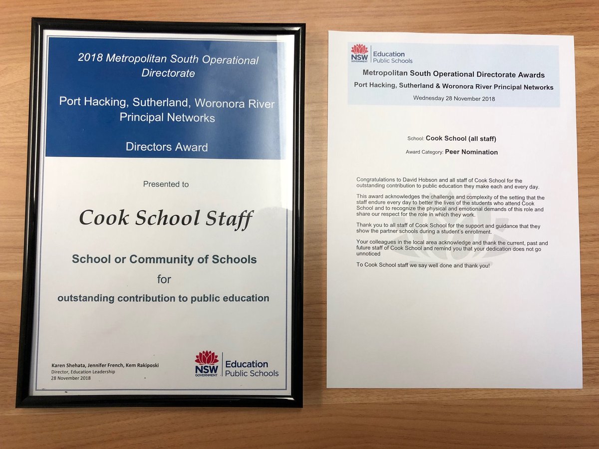 So proud of all the dedicated Cook School staff whose achievements were recognised last night with a Directors Award. Thank you to our local schools for the peer nomination. It means so much to our entire school community. <a href="/nswppa/">New South Wales Primary Principals’ Association</a>