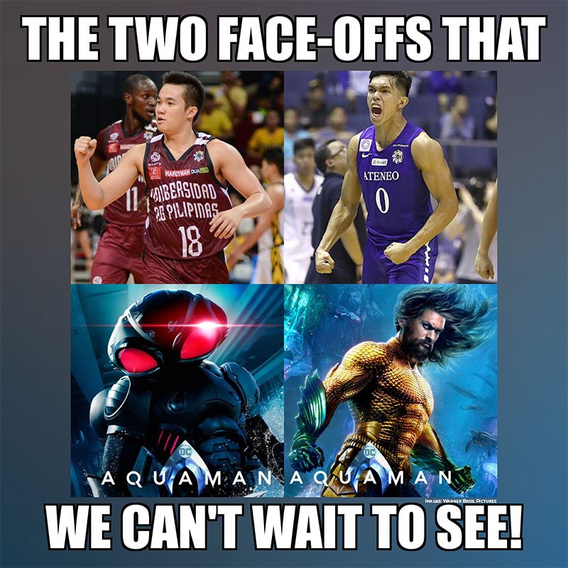 GMoviesApp's tweet image. They've been calling the first one 'The Battle of Katipunan', so we'll call the other one 'Bakbakan Sa Karagatan'. #Aquaman #EpicShowdowns #UAAPSeason81 #UAAPFinals #UAAP