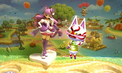 メビウスくん 今日はかぶきちさんの誕生日 キュアマカロンがかぶきちさんをお祝い マカロン お誕生日おめでとう かぶきち ありがとな オレぁ嬉しいぜ ぃよぉー Amiiboカメラ どう森写真部 どうぶつの森観光局 キュアマカロン かぶきち