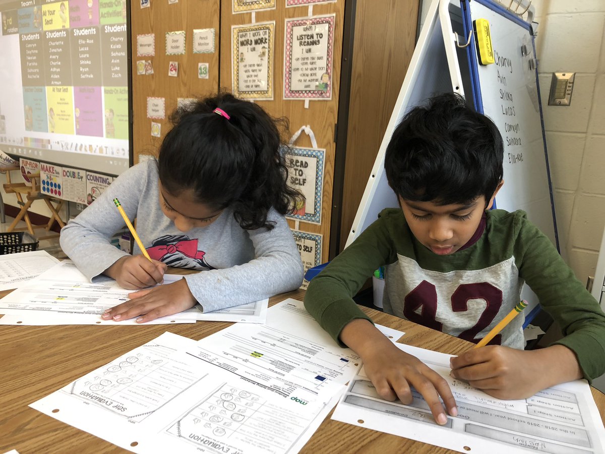 2nd_with_MsS's tweet photo. These 2nd graders love reflection time and I love their honest, authentic reflection of themselves!😎We’ve been working to create action steps based on behavior characteristics to work towards a year’s worth of growth #mtes3yr #owningPL https://t.co/urh2rR17Sr