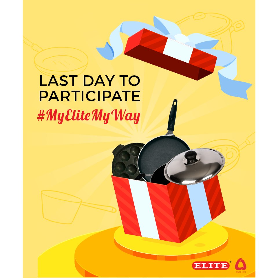 Elite_cookware's tweet photo. For all those of you who have not yet participated in our contest, today is the last day for you to participate and win an exciting gift hamper!
#MyEliteMyWay #Contest #ContestAlert #Contest #Cooking #Cookware #Kitchenware #Pans #Tawa #Cooker #Food #Yummy #EliteCookware #Amazon https://t.co/dkIHPf6CQz