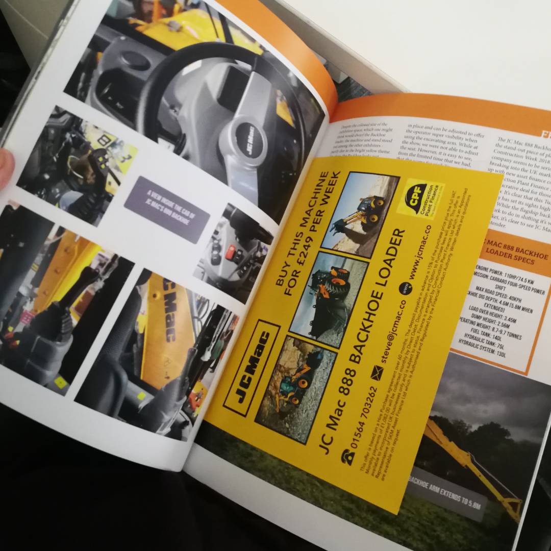 Get your hands on a copy of Plant Planet to read all about the new @JCMacLtd 888 Backhoe at <a href="/UK_CW/">UK Construction Week</a> AND to learn all about their deal with <a href="/CPFinanceLtd/">Construction Plant Finance</a> Looking good, guys! Read online at plant-planet.co.uk/magazine #construction #lunchbreakreading #plantmachinery #planthire