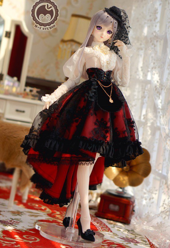 ☆オンライン商品☆《DD,SD16》ドレスセット(レッドver.)！コルセット