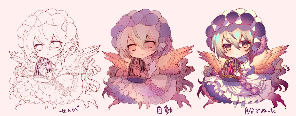 りんこ クリスタの新機能の自動着彩 特に何も指定しなかったけど色がかわいい 目の中は線画の時点で自分で何か描いた方が良いかも