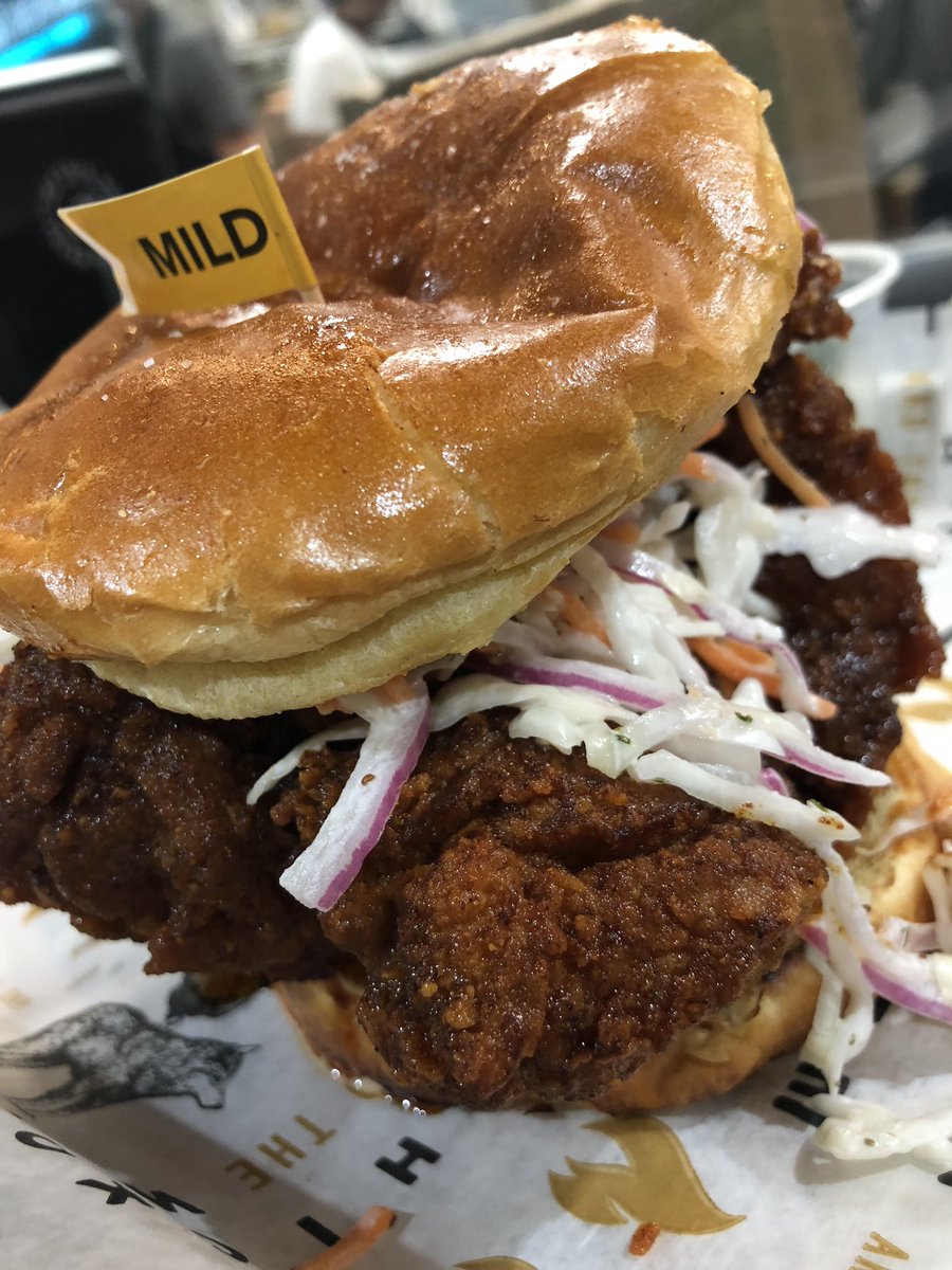 Erin_Christy's tweet photo. “Next level chicken,” as my daughter called it. I agree! So good! Mild was plenty hot for me though. @chickenandthew1 #MotherRoadMarket #nashvillestyle https://t.co/dAvbEFrVIs