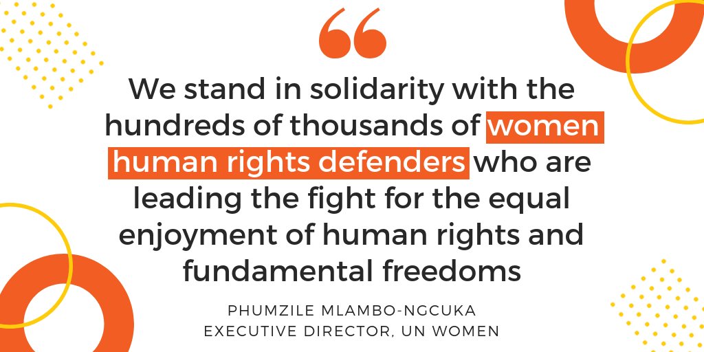 UN_Women's tweet photo. They're brave.
They're bold. 
They're brilliant. 
It's International Women Human Rights Defenders Day! 

Read ED @phumzileunwomen's statement:
https://t.co/N1IA2lRvUj #StandUp4HumanRights #HearMeToo #16days https://t.co/oqNjwqjvwb