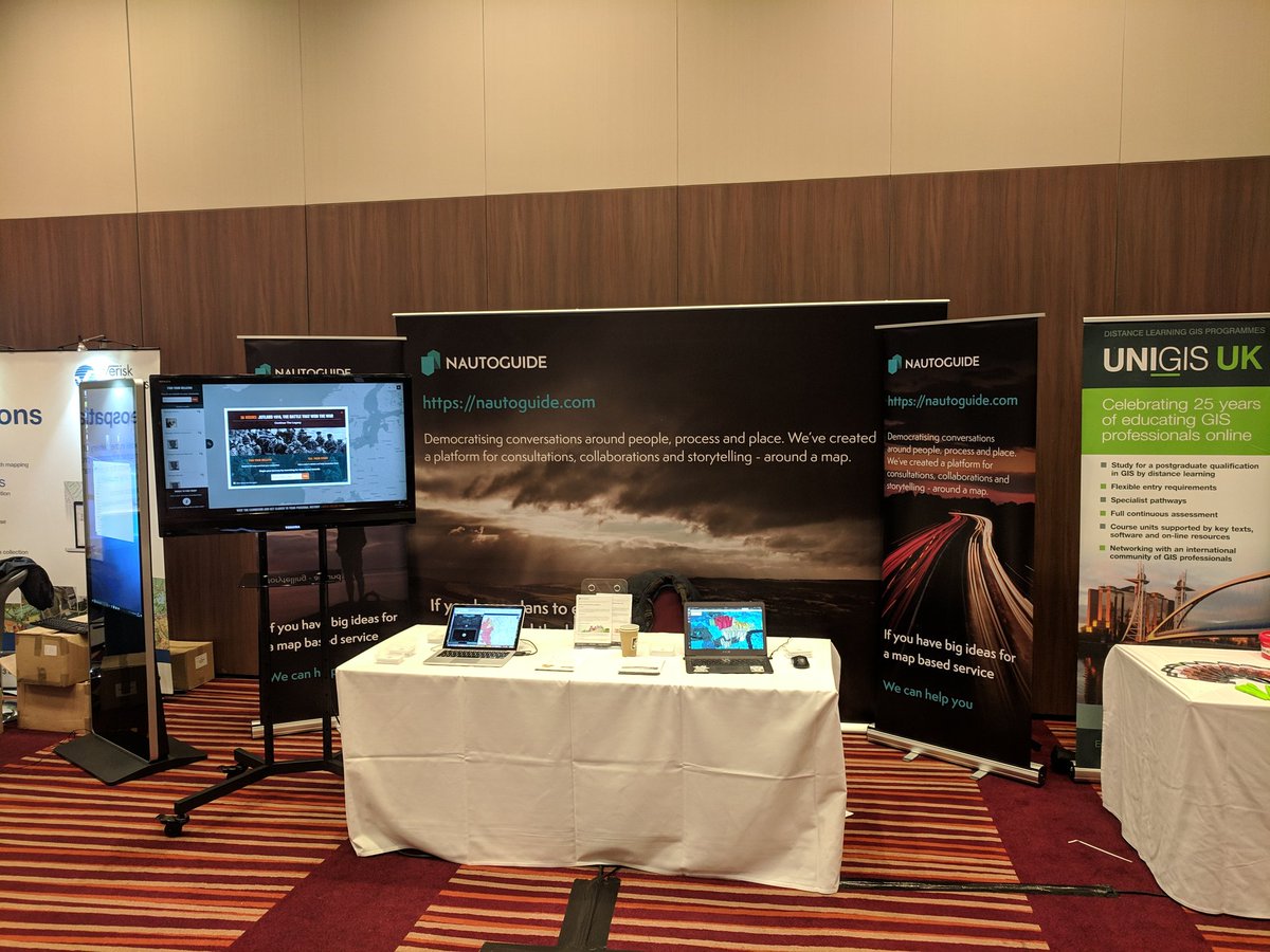 NautoGuide's tweet photo. All setup at #GeoDATA18. Make sure you pop by and say hello. https://t.co/fOyaLBEpN4