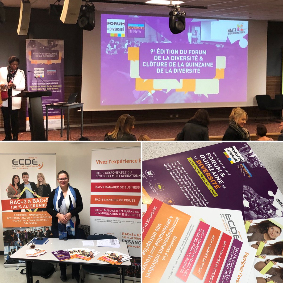ECDE_FC's tweet photo. L’ECDE s’engage au forum de la #Diversite organisé par #HalteDiscriminations. Retrouvez l’équipe toute la journée pour vous présenter les formations BAC+3, BAC+4 &amp; BAC+5 100% en #Alternance. https://t.co/GGdZqOspij