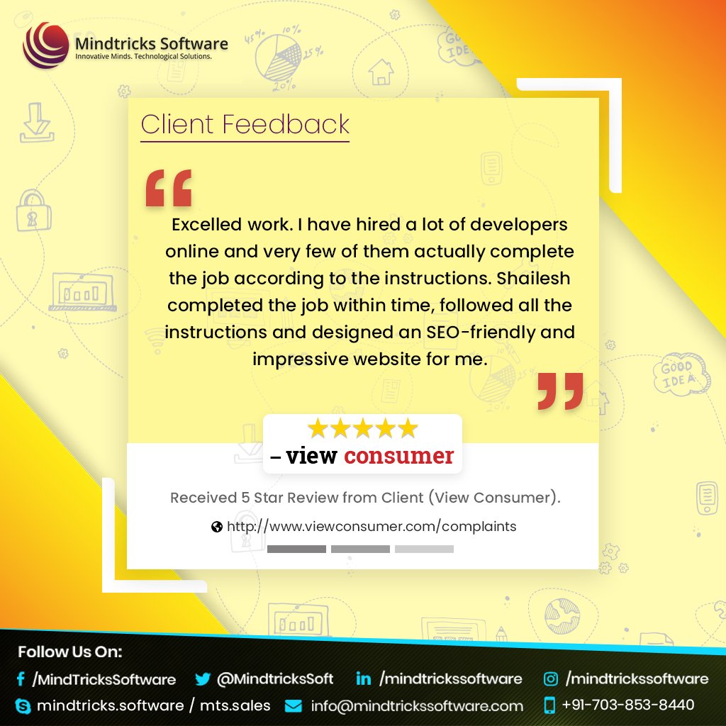 MindtricksSoft's tweet photo. Three cheers to Team Mindtricks for Successfully completing the Project and receive a 5 Rating and Review from Client. 

#mindtrickssoftware #5star #review #IoT #IIoT #webdevelopment #mobileapplications #mobileapp #MEANstack #hybriddevelopment #ionic https://t.co/NNIHwU7m8D