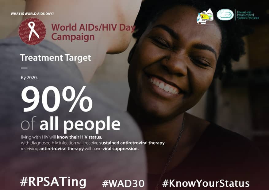 RPSARwanda's tweet photo. Treatment target by 2020 states that "90% of all people living with HIV will know their HIV status with diagnosed HIV infection will receive sustained antiretrovial therapy. #WorldAIDSDay2018 #RPSAaware @IPSForg @IPSFAfRO @Uni_Rwanda https://t.co/xaq2tyT1hP