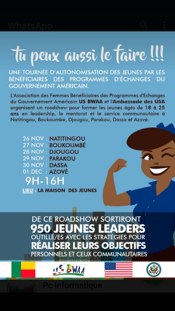 charles_adab's tweet photo. YOU CAN DO IT TOO!
TU PEUX AUSSI LE FAIRE!
Telle est le thème de la tournée d'autonomisation des #Jeunes par les bénéficiaires des programmes d'échanges du gouvernement Américain. https://t.co/Meb70VdsLZ