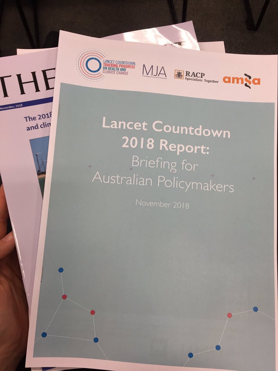 yourAMSA's tweet image. AMSA proud to have partnered with @LancetCountdown @theMJA @TheRACP for the #LancetClimate18 Australian Policy Brief and launch. bit.ly/lancetcountdown