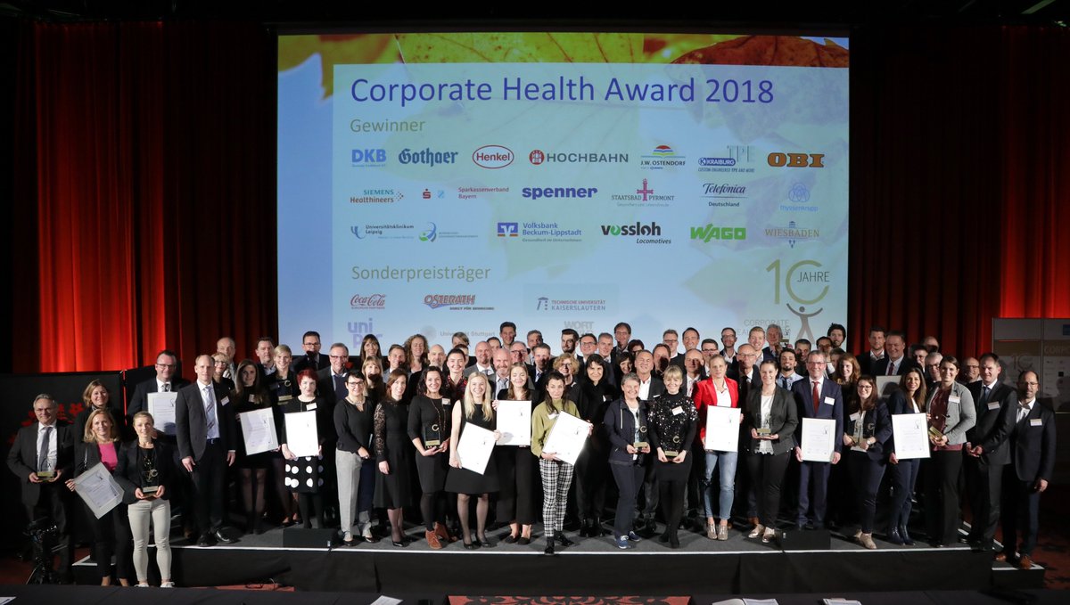 Letzte Woche wurde der Corporate Health Award 2018 verliehen. Wir gratulieren den diesjährigen Gewinnern herzlich zu ihrem vorbildlichen Engagement im Bereich #BGM!

#cha18 #healthdefinesfuture