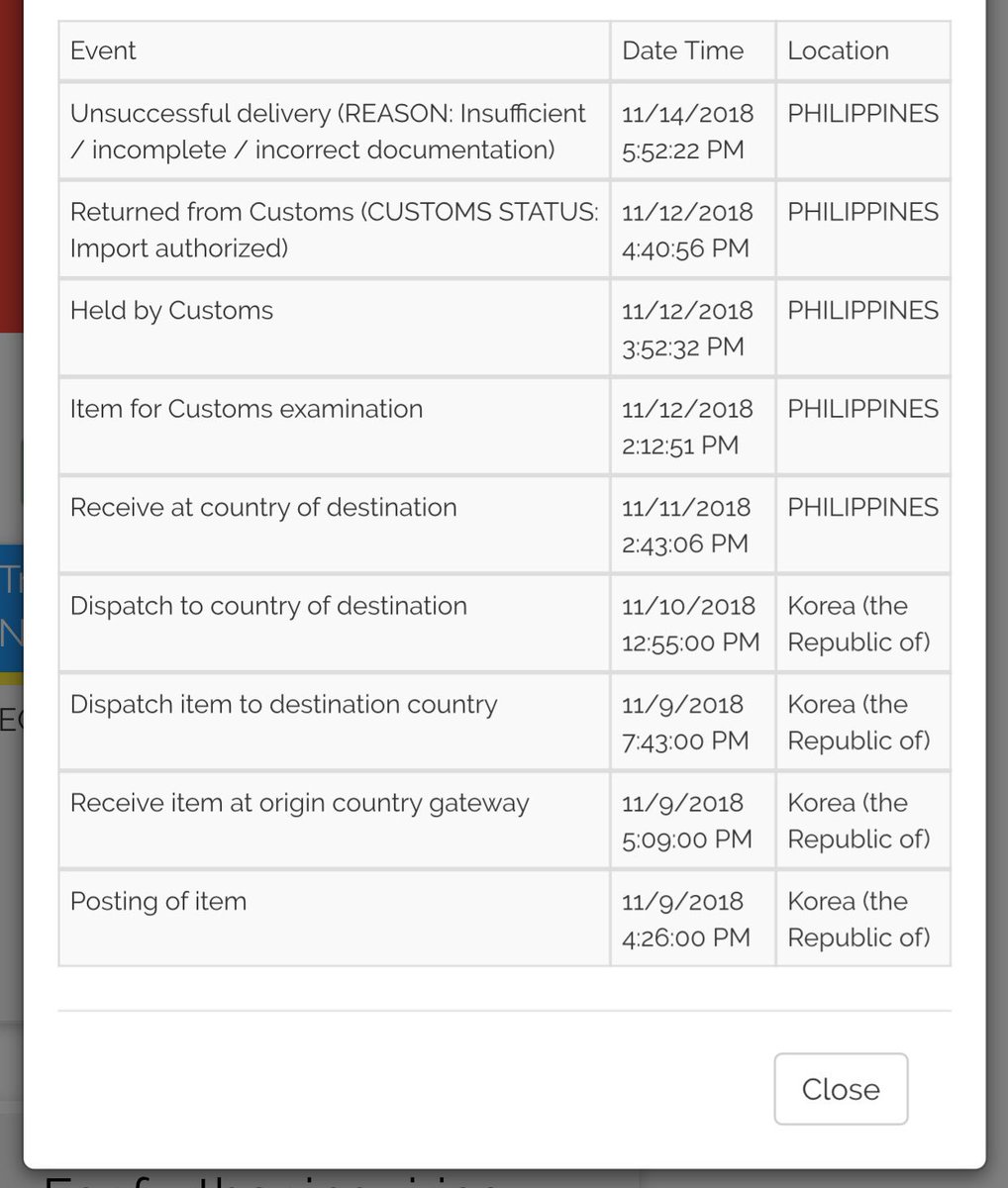 bomaeris's tweet photo. [UPDATE]

Just came from the post office, wala parin talaga. 😭 They said they haven’t received ANY package since Nov 16. So hindi lang pala akin yung delayed, pati the rest of the parcels na supposed to arrive here. Nasa PH na sila, baka daw nasa airport. 🙄

- https://t.co/YQURyGUBSj