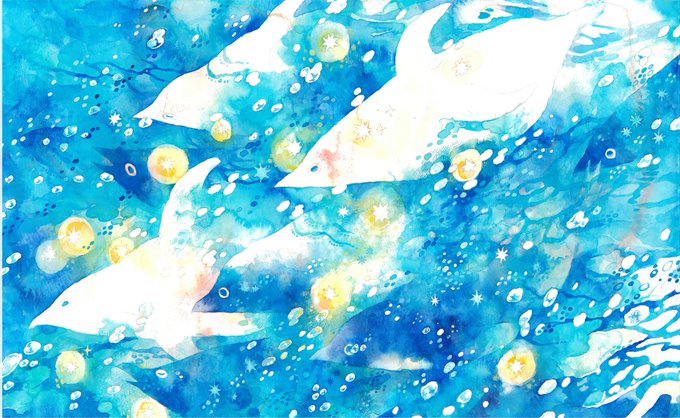 「acrylic paint (medium) blue theme」 illustration images(Popular)