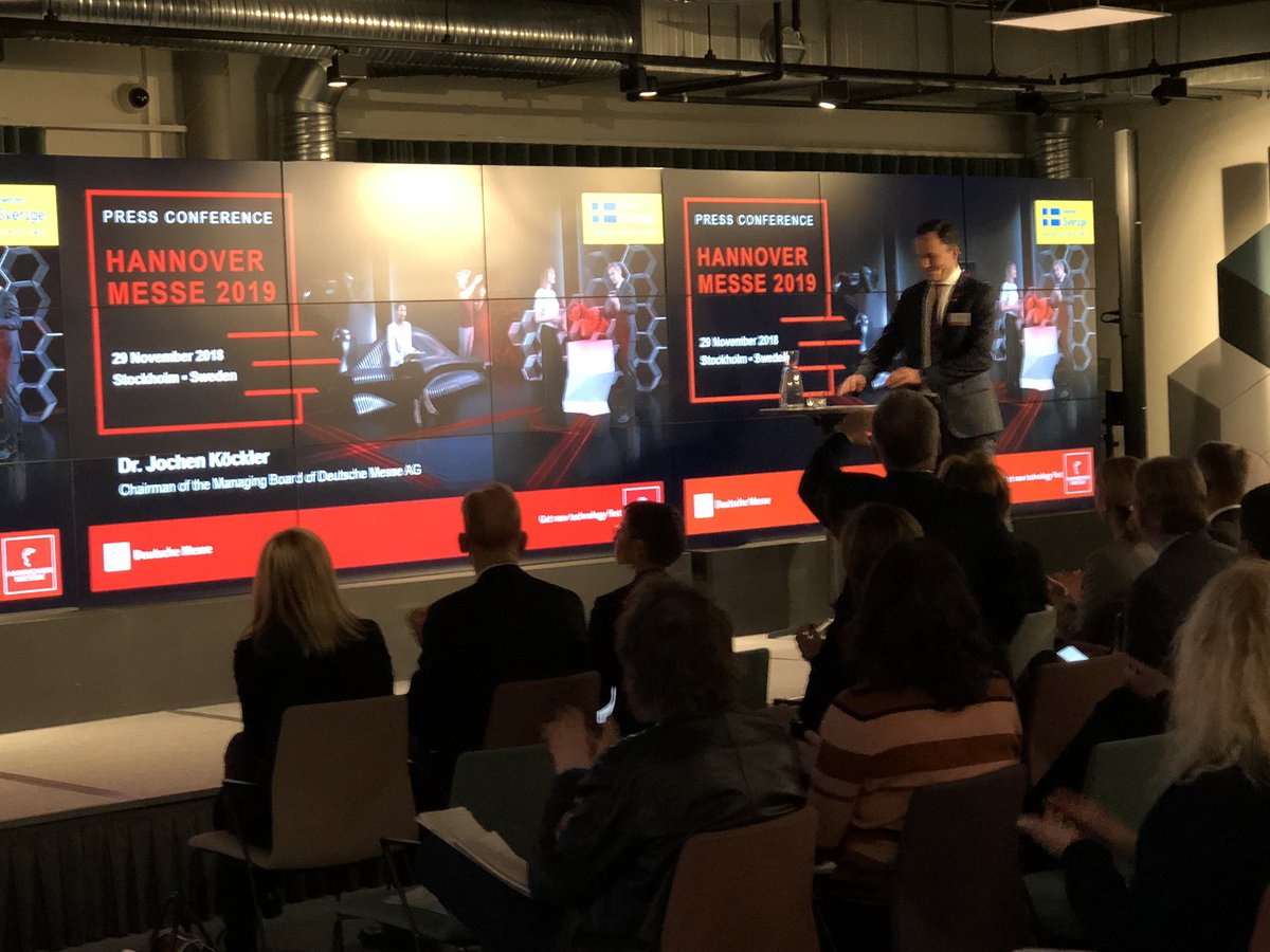 PeterAlberius's tweet photo. På presskonferens: kick-off Hannover Messe 19. Sverige partnerland och självklart är @RISE på plats i svenska montern hela veckan 1-4 april. Vi ses! https://t.co/DBLoqMBTwf