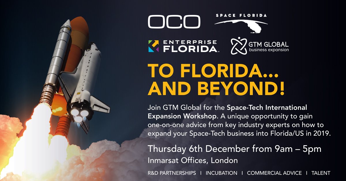The countdown is on for our partner <a href="/GTMGlobal/">GTM Global</a>'s Space-Tech International Expansion Event. At iconic venue <a href="/InmarsatGlobal/">Inmarsat</a> London, specialists from the Space Coast @EnterpriseFL <a href="/SpaceFlorida/">Space Florida</a> will provide expert advise. REGISTER HERE bit.ly/2zy1p9F #spacetech
