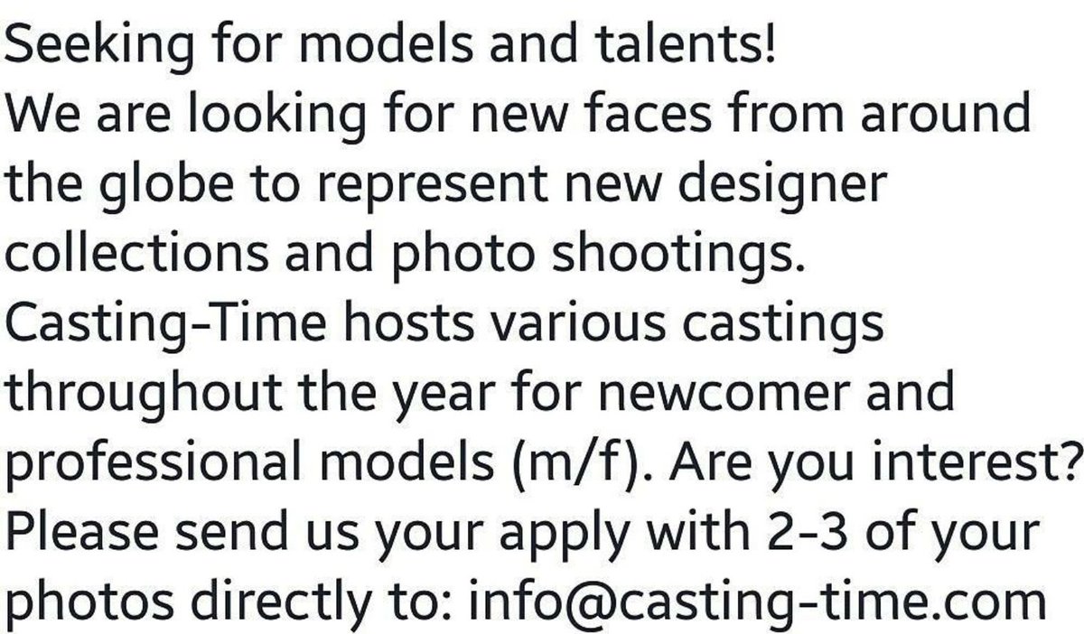 casting_time's tweet image. NEW CASTINGS AND JOBS FOR 2019 for talents and models: apply now by mail: info@casting-time.com