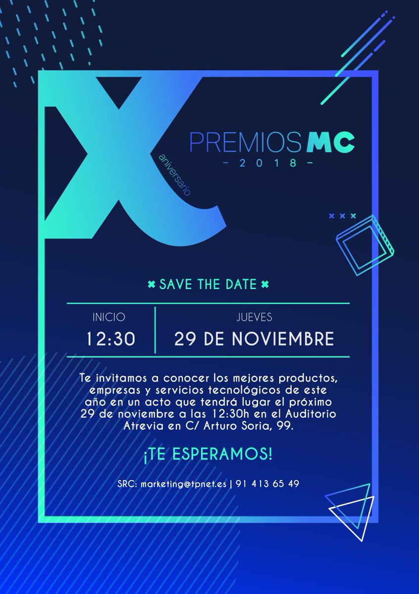 Javier_PC's tweet photo. Hoy es un gran día para #TPnet. Celebramos la Décima Edición de los Premios MC #PremiosMC18. En unas horas desvelaremos los mejores productos y servicios tecnológicos del año https://t.co/iw4ezw8Spm