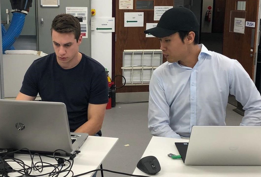 ATNSolarCar's tweet photo. . @ATNSolarCar Team driver &amp; exterior design/vehicle build team member, Matt Millar from @RMIT with team mate, Suspension Design &amp; Mechanical Systems Engineer, Michael Tran from @UTSEngage Sydney exploring integration of exterior and mechanical elements of our #BWSC solar car… https://t.co/5izymmPlsc