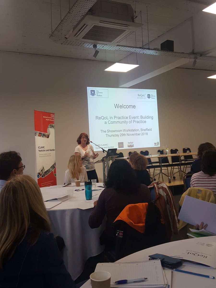 CMSmith215's tweet photo. The #reqolpractice2018 event is starting. @Young4T is introducing and theres a lot of excitment from clinicians @CLAHRCYH #heom @ShefUni @ShefUniImpact https://t.co/mSrS9gGYYv