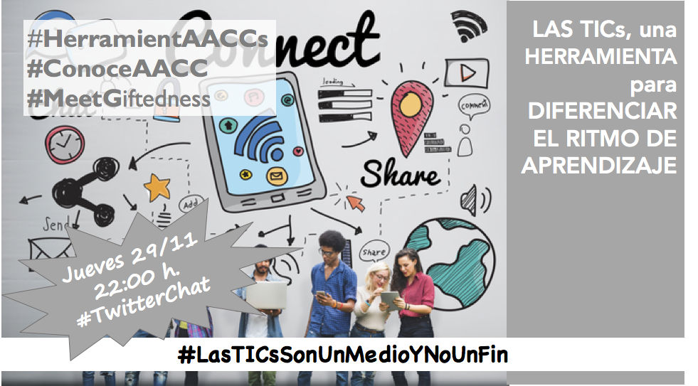 Ya estamos preparando el #TwitterChat de HOY. ¿Qué herramientas digitales (y otras) podemos ofrecer al alumnado que necesita profundizar y avanzar en su aprendizaje? #ConoceAACC #HerramientAACCs 22:00 h. 29/11 ¿Conoces alguna? ¡Cuéntanoslo!