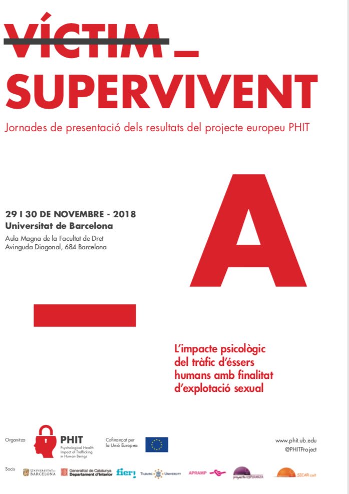icdones's tweet photo. Jornades de presentació dels resultats del projecte europeu PHIT sobre l'impacte psicològic en #dones supervivents del tràfic d'éssers humans amb finalitat d'explotació sexual
#PHITProject 
🗓️ 29 i 30 de novembre
📍Facultat de Dret, @UniBarcelona
+info https://t.co/gdS72AYeMM https://t.co/Cm4cUF0ejt