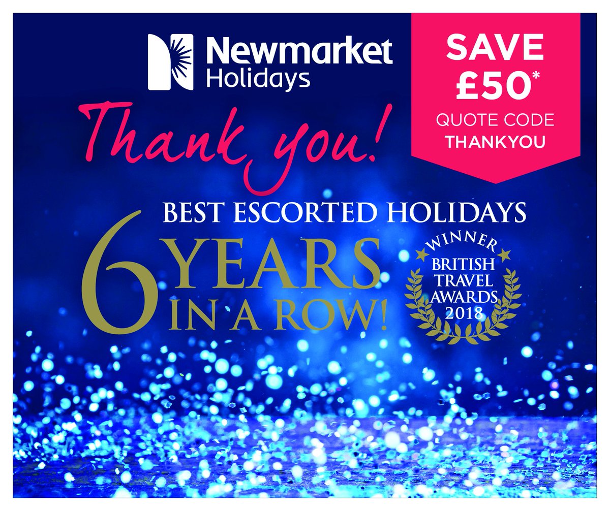 We're delighted to win 'Best Large Escorted Tour Holiday Company' for the sixth successive year at the British Travel Awards! 🎉🏆

We can't thank you enough for voting so we're offering £50pp off air-inclusive holidays! 😍

Use promo code: THANKYOU at the time of booking 🥳