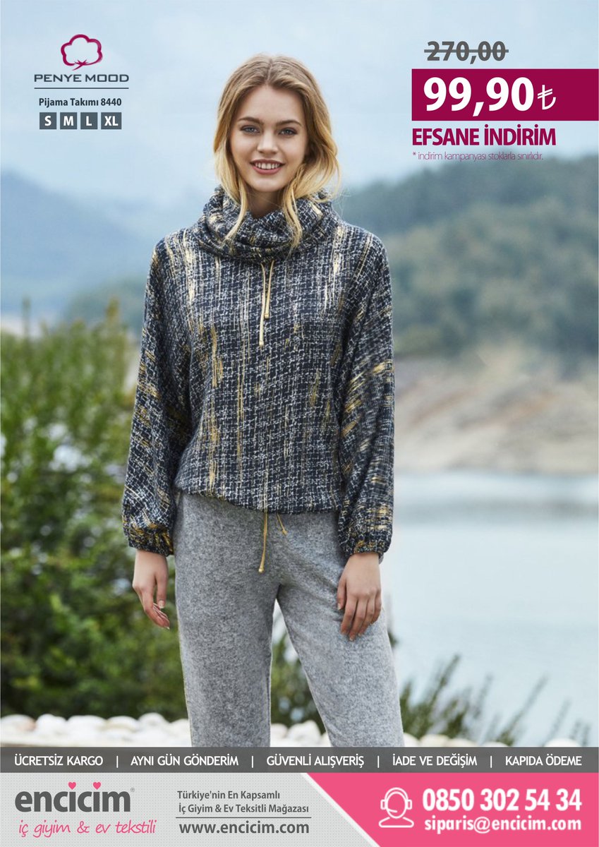 EFSANE İNDİRİM!
PENYE MOOD Bayan Pijama Takımı - 8440
270 tl yerine 99,90 tl 
* kampanya stoklarla sınırlıdır.

buff.ly/2AxoWY2

#ucretsizkargo
#aynigungonderim
#guvenlialisveris
#iadevedegisim
#kapidaodeme
#bayanpijama
#encicim
#penyemood