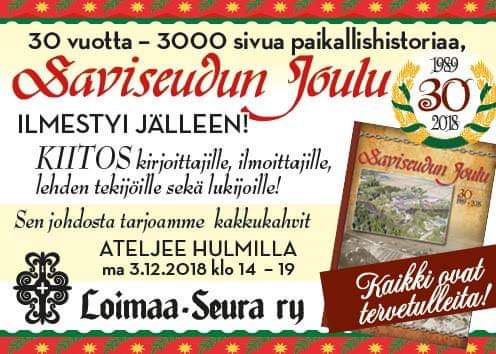 LoimaanMuseo's tweet photo. Saviseudun Joulu 30 vuotta! #SaviseudunJoulu#Paikallishistoria#Ateljee#Hulmi#Loimaa-Seura#Joululehti https://t.co/nyL058vf5c