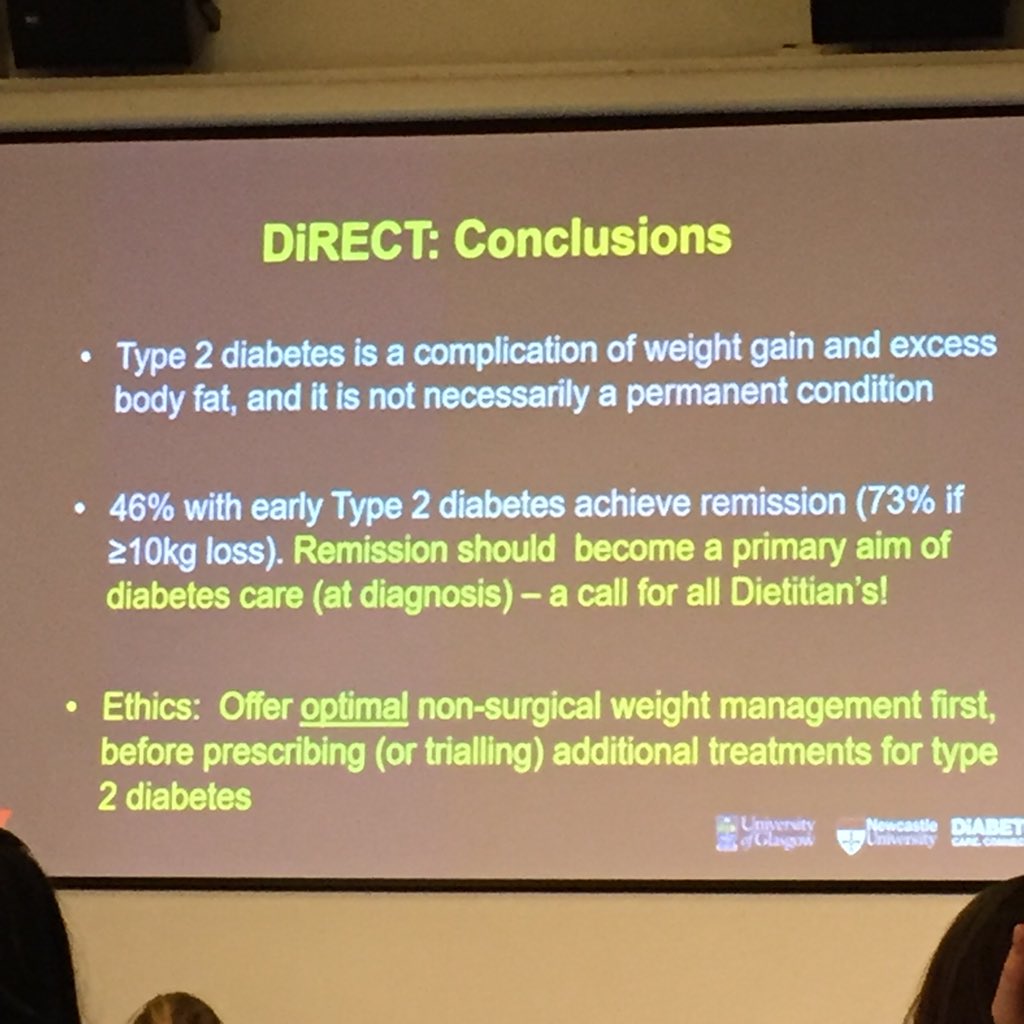 Type 2 diabetes does not have to be a lifelong condition. Remission should become a primary aim of diabetes care at diagnosis - @NaomiDietitian @BDA_Obesity #BDAobesityEvent #obsmuk