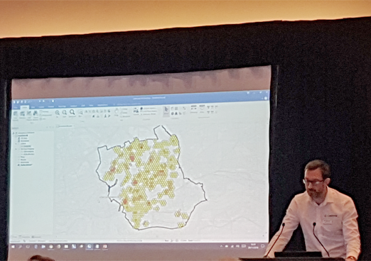 cadcorp's tweet photo. @cadcorp demonstrating #GIS techniques during 'Fighting crime with GIS' presentation. Stop by our stand to see more and to apply for a free #SISDesktop trial #GeoDATA2018 #GeoDATA18 https://t.co/RByyOLR8Gq