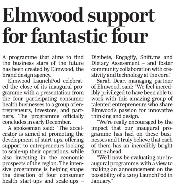 WeAreWildPR's tweet photo. Fab coverage in @YPBiz this morning about @ElmwoodPod's accelerator programme drawing to a successful close! #leeds #technews #STEAM #STEM https://t.co/KPT2FnWmQO